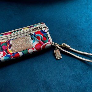 Vintage Coach Small Multicolor Wristlet - image 1